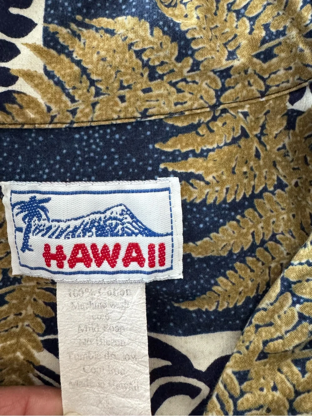 Men's Navy Turtle Palm Print Short-Sleeve Hawaiian Shirt Sz XL